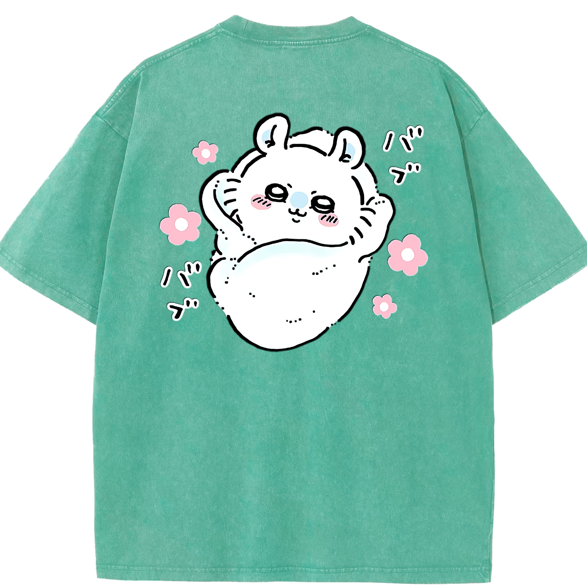 （画像用） ちいかわ モモンガ Chii-kawa Momonga 綿100% ヴィンテージ風 半袖Tシャツ（背面プリント）